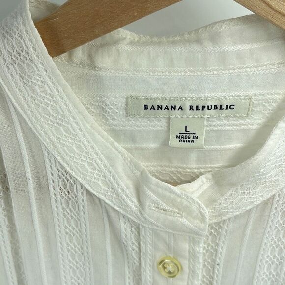 Banana Republic Women's Button Down Shirt Top Long Sleeve Blouse Cream Large - Picture 4 of 10